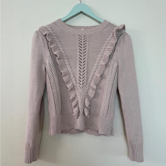 Rebecca Taylor Sweaters - Rebecca Taylor Ruffled Knit Sweater - Soft Pink